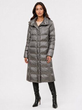 FRIEDA & FREDDIES SILVER LONG PUFFER WINTER COAT - M